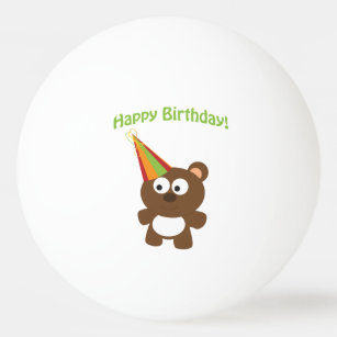 Happy Birthday Bear Ping Pong Ball