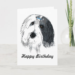 Happy Birthday Bearded Collie Card