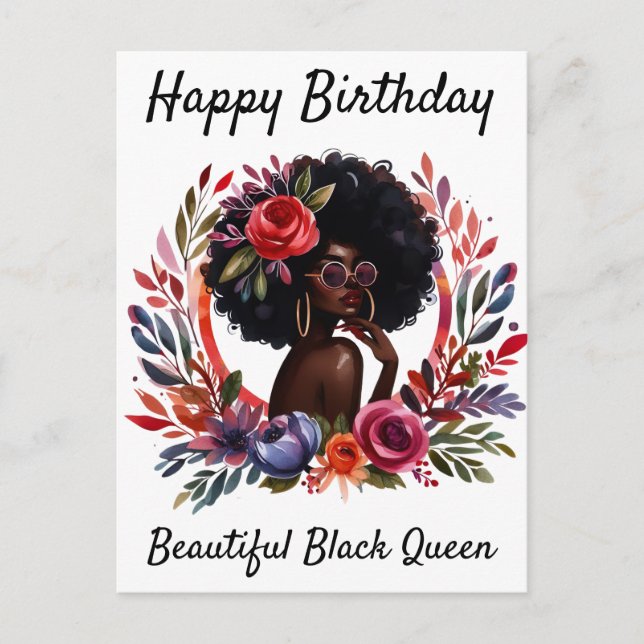 Happy Birthday Beautiful Black Queen Melanin Sista Holiday Postcard (Front)