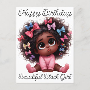 Happy Birthday Beautiful Black Queen Melanin Sista Holiday Postcard
