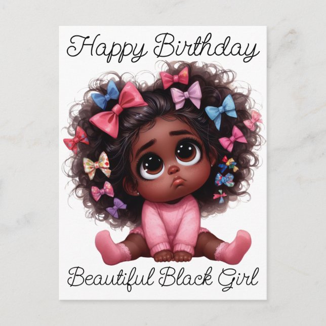 Happy Birthday Beautiful Black Queen Melanin Sista Holiday Postcard (Front)