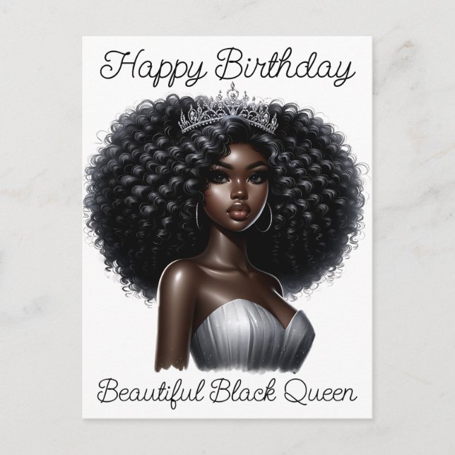 Happy birthday beautiful black queen melanin sista postcard (Front)