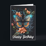 Happy Birthday | Beautiful Butterfly Card<br><div class="desc">This creative birthday greeting card features an illustration of a floating butterfly. Please feel free to adjust all the available options as you wish. #Wilderness #Country #Daughters #Granddaughters #Husband #Wife</div>