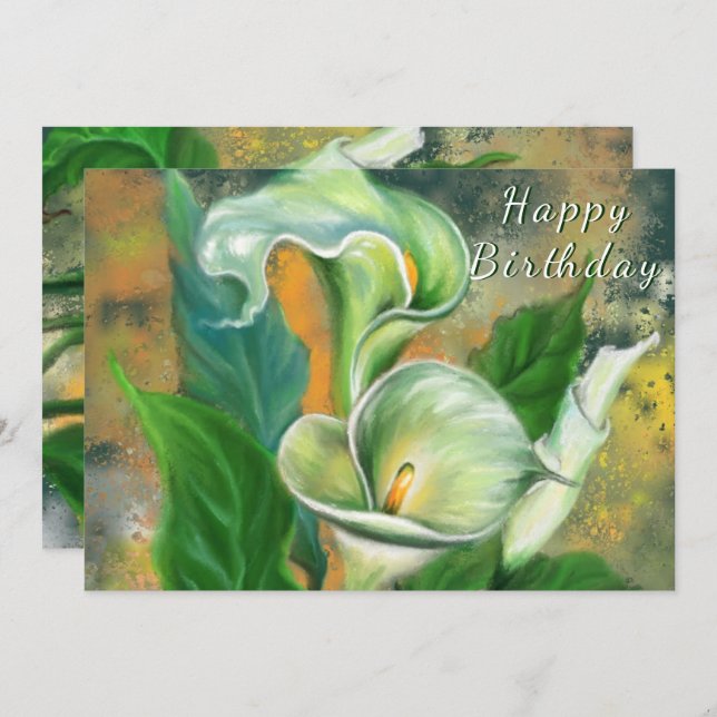 Happy Birthday - Beautiful Calla Lily Flower - (Front/Back)
