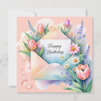 Happy birthday & beautiful flowers Greeting Card