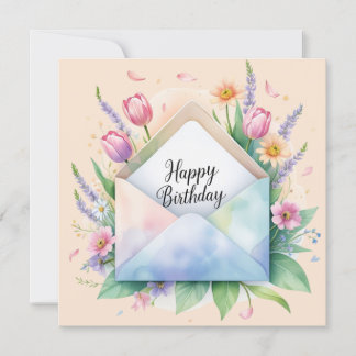 Happy birthday & beautiful flowers greeting card