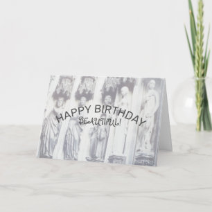 Happy Birthday Beautiful Old Monochrome Statue Card