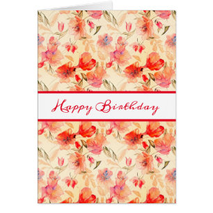 Happy Birthday Beautiful Peach Floral Card