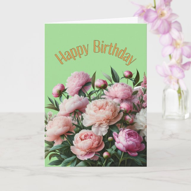 Happy Birthday Beautiful Peonies Card (Orchid)