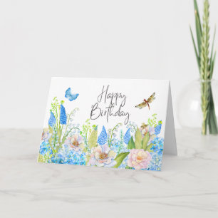 Happy Birthday Beautiful Watercolor Wildflowers Card