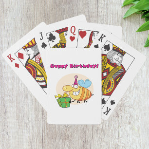 Happy Birthday Bee Playing Cards