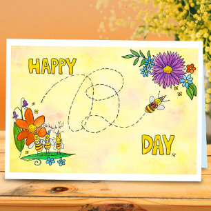 Happy Birthday Bees greeting card by Nicole Janes