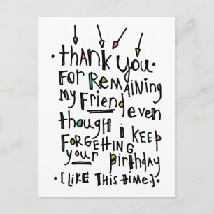 Happy Birthday (Belated) Postcard