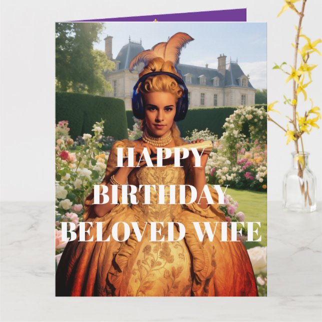 Happy Birthday Beloved Wife  Card (Yellow Flower)