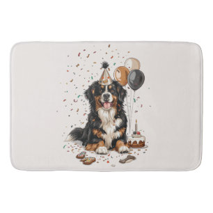 Happy Birthday Bernese Mountain Dog Bath Mat