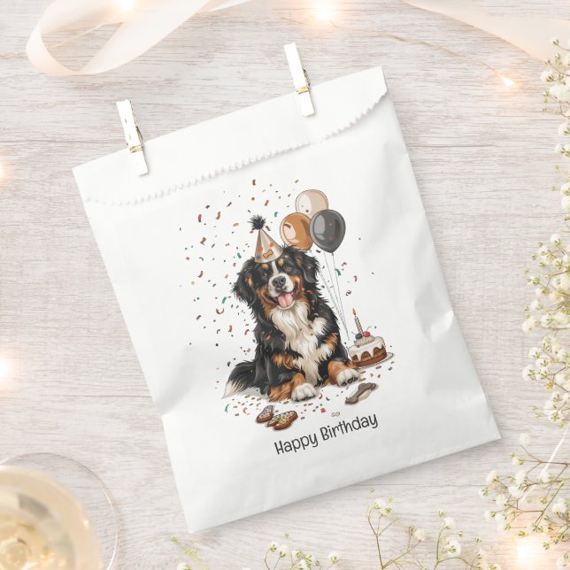 Happy Birthday Bernese Mountain Dog Favour Bag (Clipped)