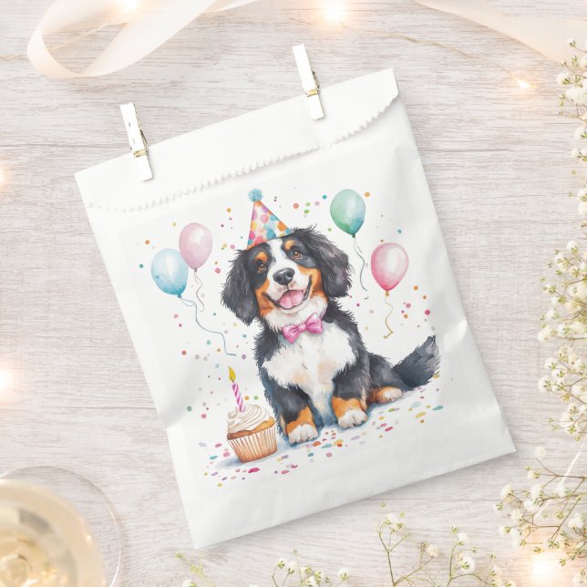 Happy Birthday Bernese Mountain Dog Favour Bag (Clipped)