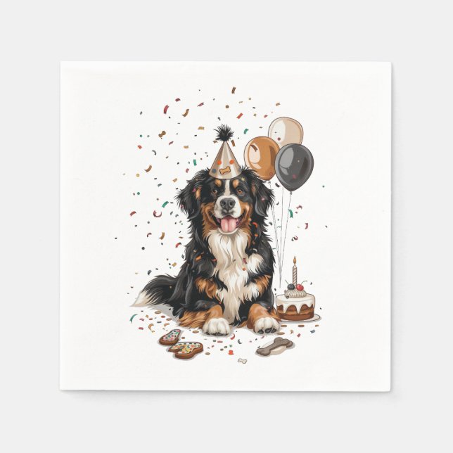 Happy Birthday Bernese Mountain Dog Napkin (Front)