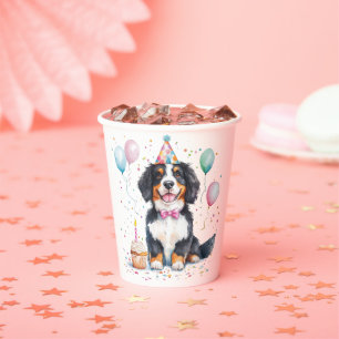 Happy Birthday Bernese Mountain Dog Paper Cups