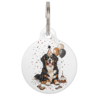 Happy Birthday Bernese Mountain Dog Pet Tag