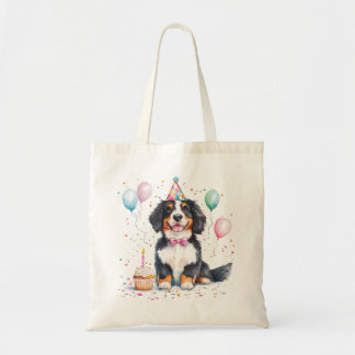 Happy Birthday Bernese Mountain Dog Tote Bag