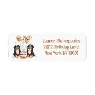 Happy Birthday Bernese Mountain Dogs Return Address Label