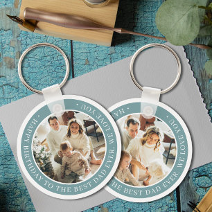Happy Birthday Best Dad Ever Photo Green Keepsake Key Ring