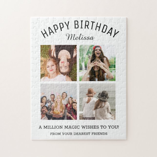 Happy Birthday Best Friend 4 Photo Collage Jigsaw Puzzle (Vertical)