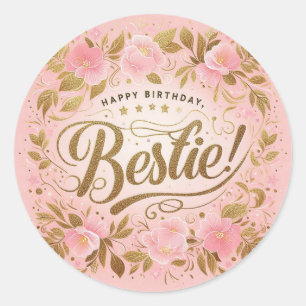 Happy birthday best friend classic round sticker