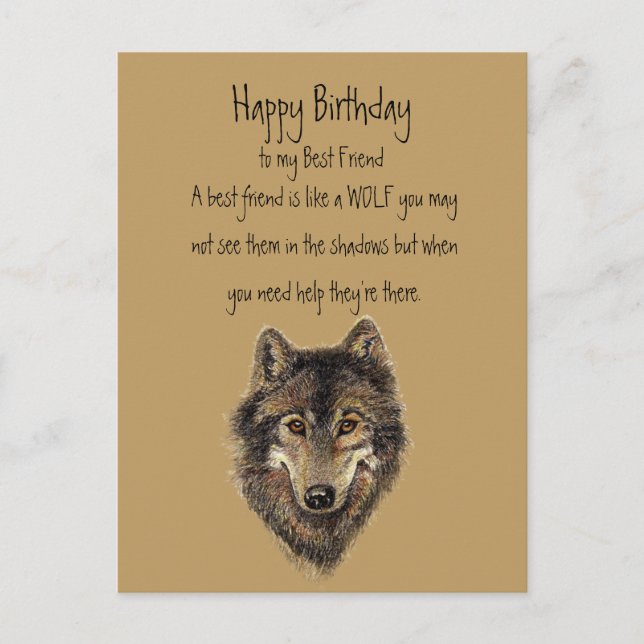 Happy Birthday, Best Friend Wolf, Wolves Card (Front)