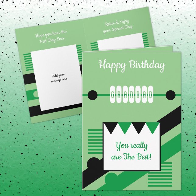 Happy Birthday best Grandad green and black Card (Creator Uploaded)