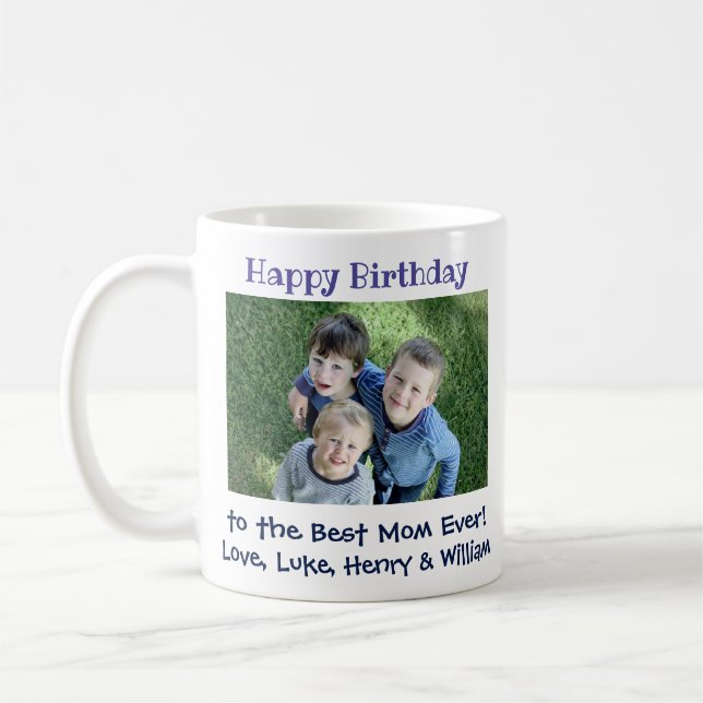 Happy Birthday Best Mum Ever Kids Photo Coffee Mug (Left)