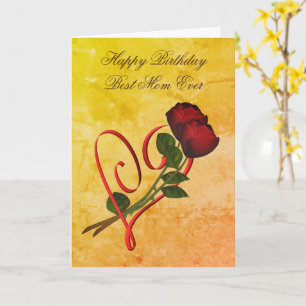 Happy Birthday Best Mum Red Roses Heart  Card