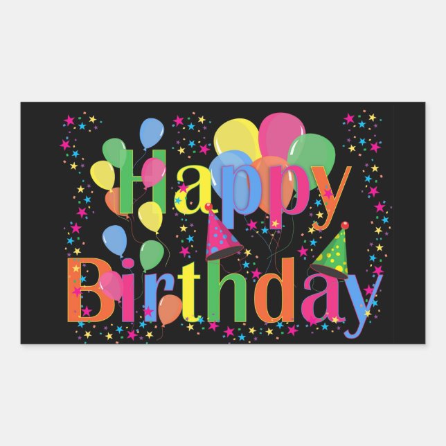 Happy Birthday, best-selling celebration design, Rectangular Sticker (Front)