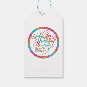 Happy Birthday Best Wishes Rainbow Glow   Gift Tag