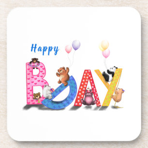 Happy Birthday Beverage Coaster Baby Bears Party