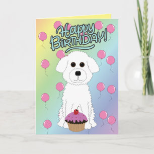 Happy Birthday Bichon Frise Card