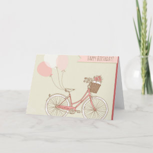 Happy Birthday Bicycle Girl Card