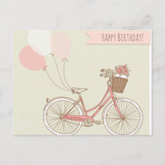 Happy Birthday Bicycle Girl Postcard