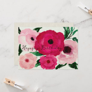 Happy Birthday! Big Pink Flowers Beautiful