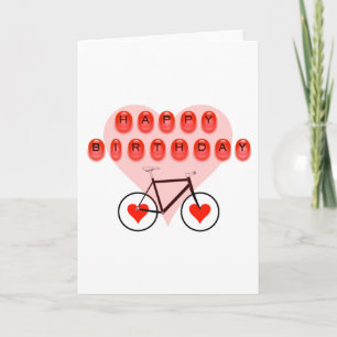 Happy Birthday Bike and Hearts Card