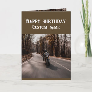 Happy Birthday Biker Motorcycle Custom Name Card