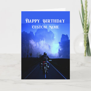Happy Birthday Biker Motorcycle Custom Name Card