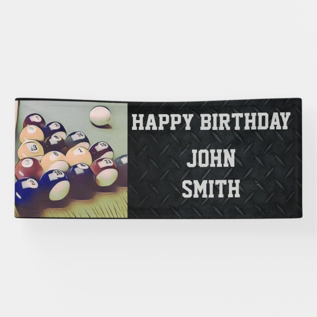 Happy Birthday Billiards Men's Banner (Horizontal)