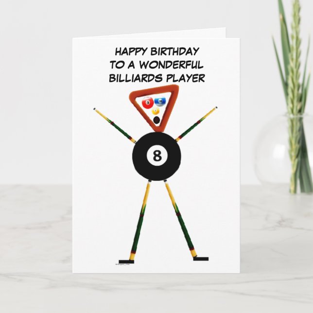 Happy Birthday Billiards Player Card (Front)