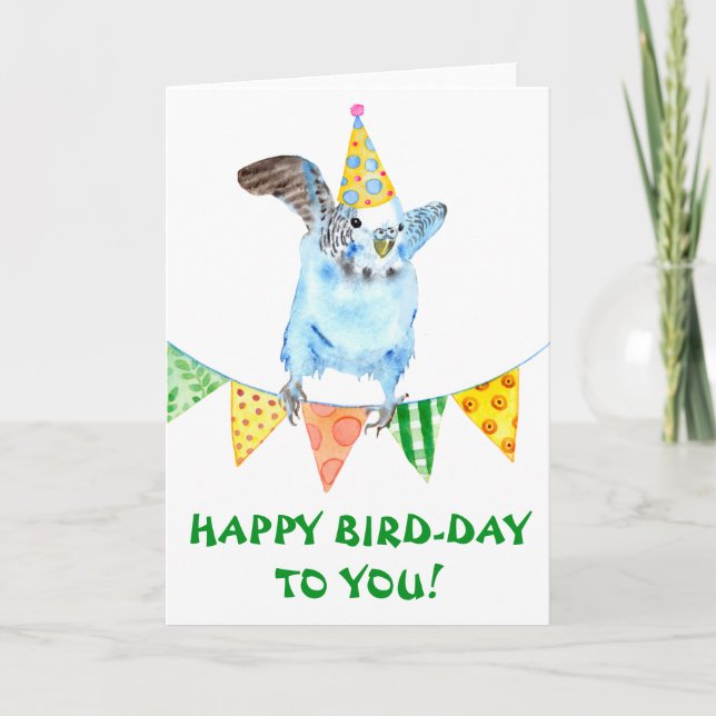 Happy Birthday Bird Parakeet  Card (Front)
