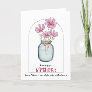 Happy Birthday Birth Month Flower Cosmos  October Thank You Card