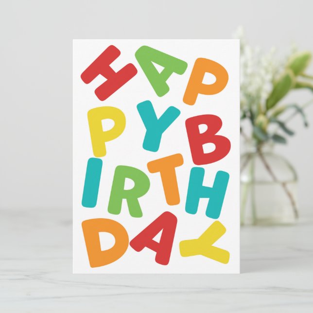 Happy Birthday Birthday Card - Jumbled Letters (Standing Front)