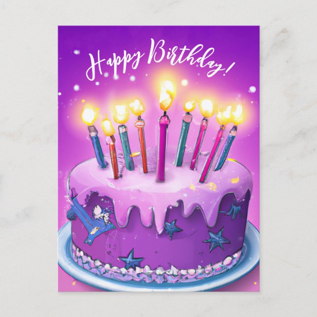 Happy Birthday birthday card with cake (Front)