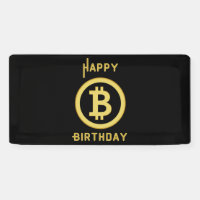 Happy Birthday Bitcoin Gold 2x1 Vinyl Banner